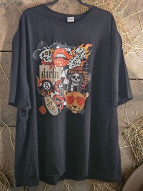 PLUS SIZE GRAPHIC BLACK WESTERN STYLE TSHIRT SIZE 5XL